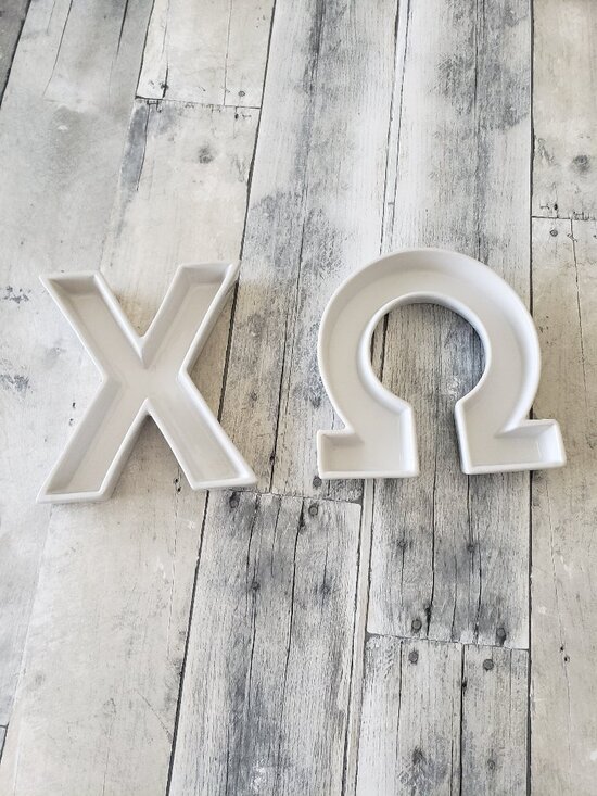 Other - White Ceramic Greek Letters Chi and Omega
